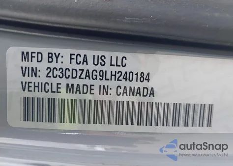 2020 Dodge Challenger Sxt from USA, damaged, VIN 2C3CDZAG9LH240184